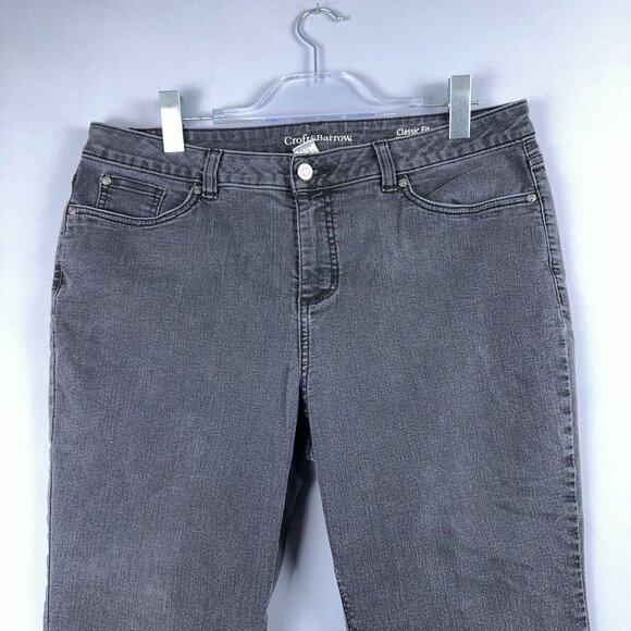 Croft & Barrow Straight Leg Jeans Womens Size 16 Short Classic Fit Stretch Black - Picture 3 of 12